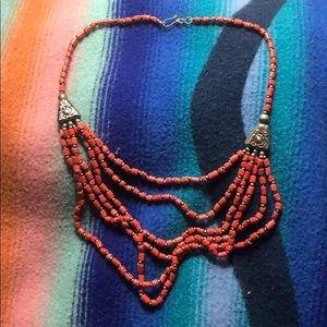 Coral Bead Layered Necklace